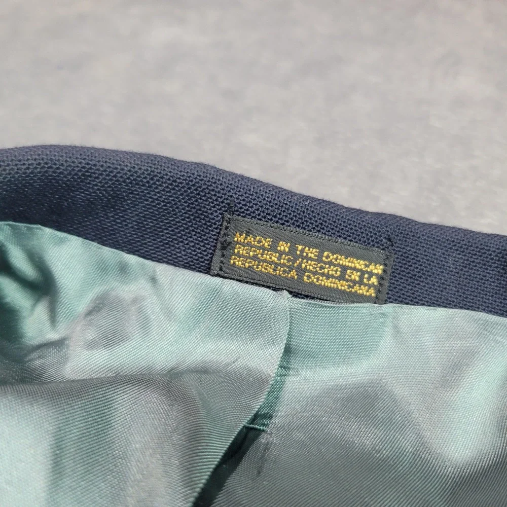 Stafford Mens Navy Blue Blazer Gold Crest Buttons Two Button Sport‎ Coat 44L